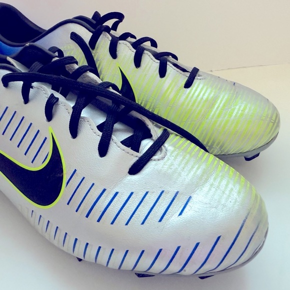 Nike - MercurialX Vortex Iii NJR FG Junior/Youth - Blue & Silver Athletic Cleats - Picture 4 of 12